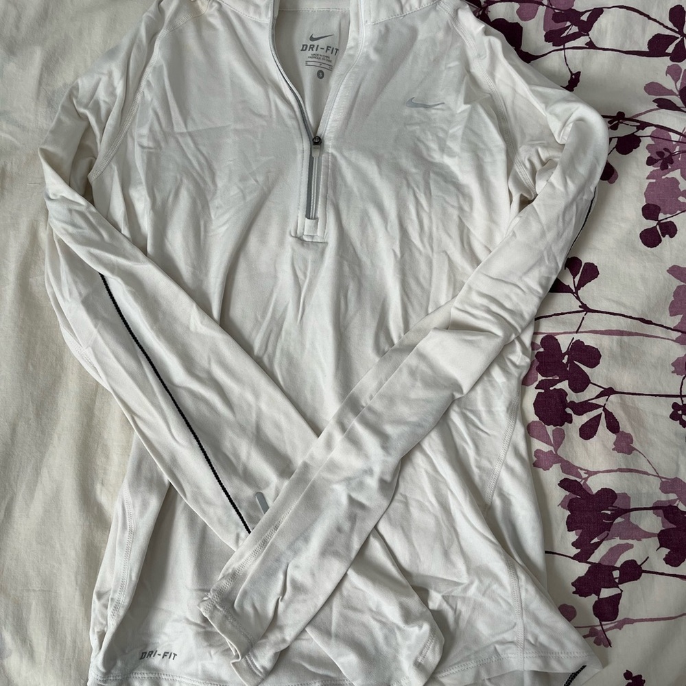 Nike White Long Sleeve Quarter Zip